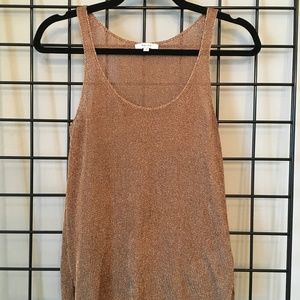 Lilian Metallic Knit Top in Bronze - REISS